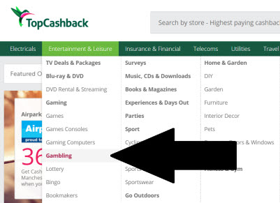 Casino cashback offers on Topcashback