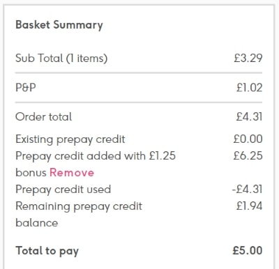 Updated basket value