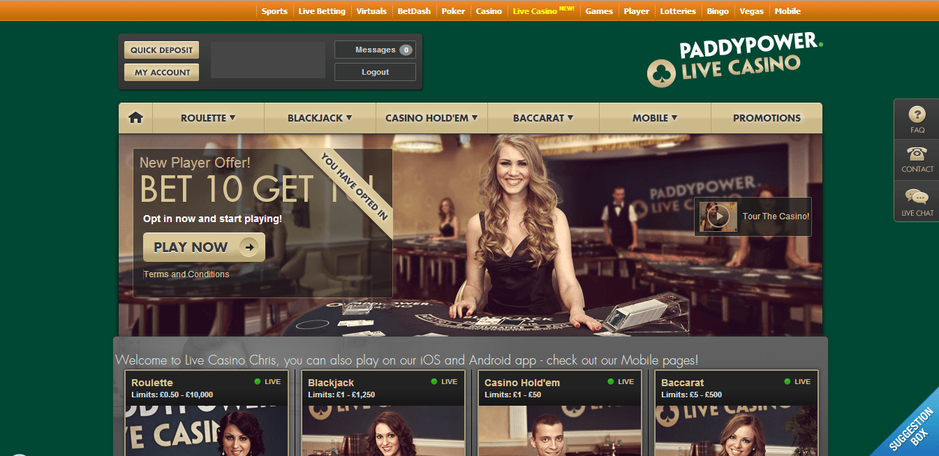 paddy power casino blackjack experience